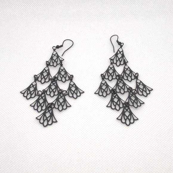 Jewelry - Black Goth Spiderweb Dangle Earrings